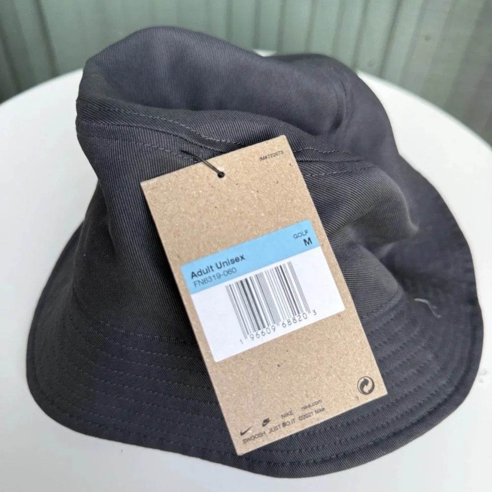 Nike Dri-Fit Swoosh Logo Apex Golf Bucket Unisex‎ Hat Anthracite (Gray Black) M